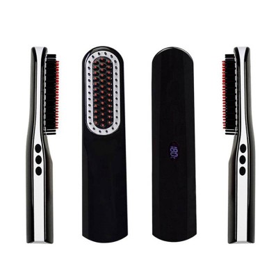 Cordless USB Men Quick Hair Straightening Beard Brush Hot Air Brush USB Comb