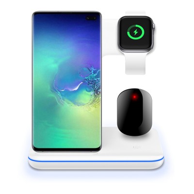 For Airpods Pro iWatch Iphone XS Max Samsung Note 10 15W 3in1 Qi Wireless Charger Station